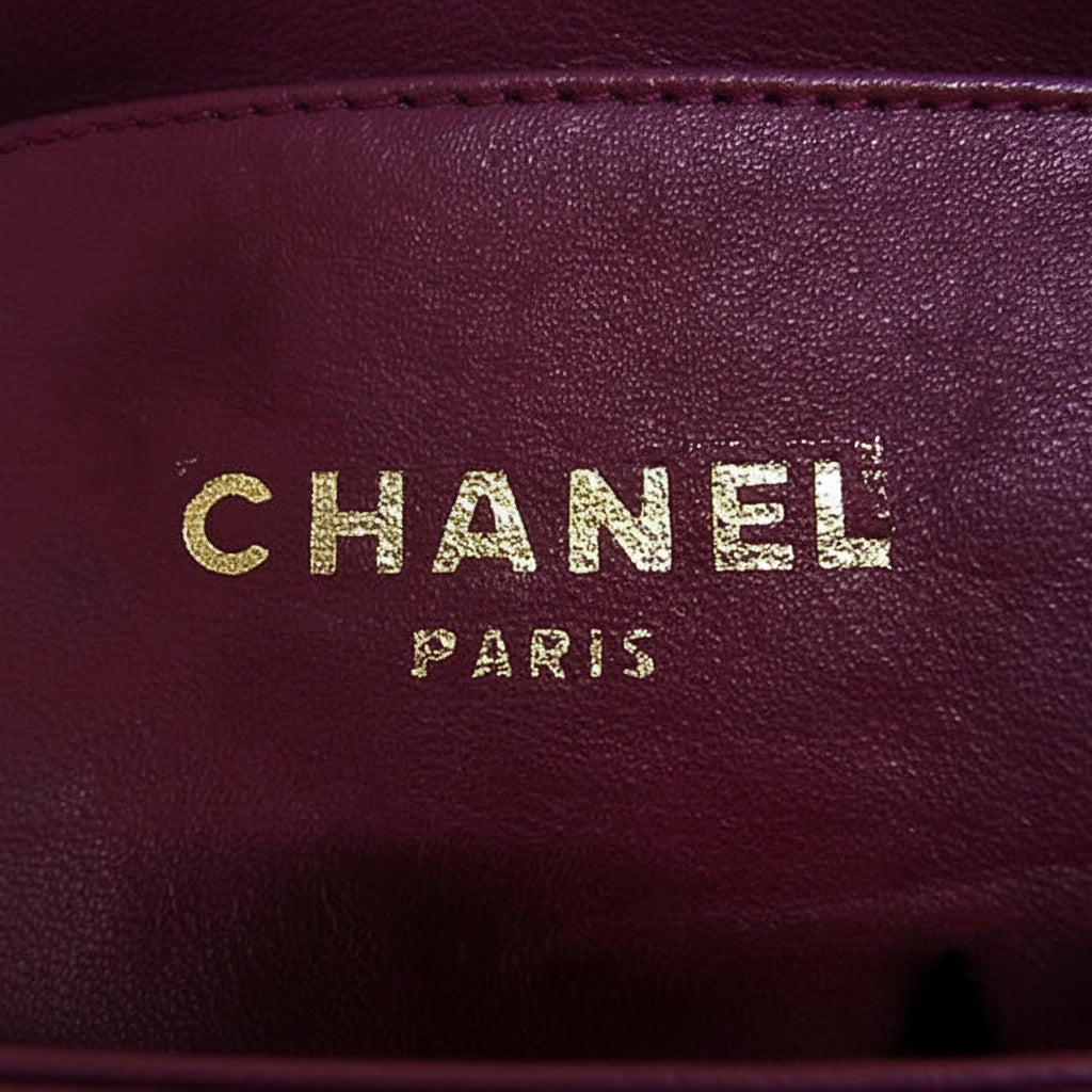 Chanel Coco Mark Leather Gold Hardware Chain Shoulder Bag Women's Bordeaux