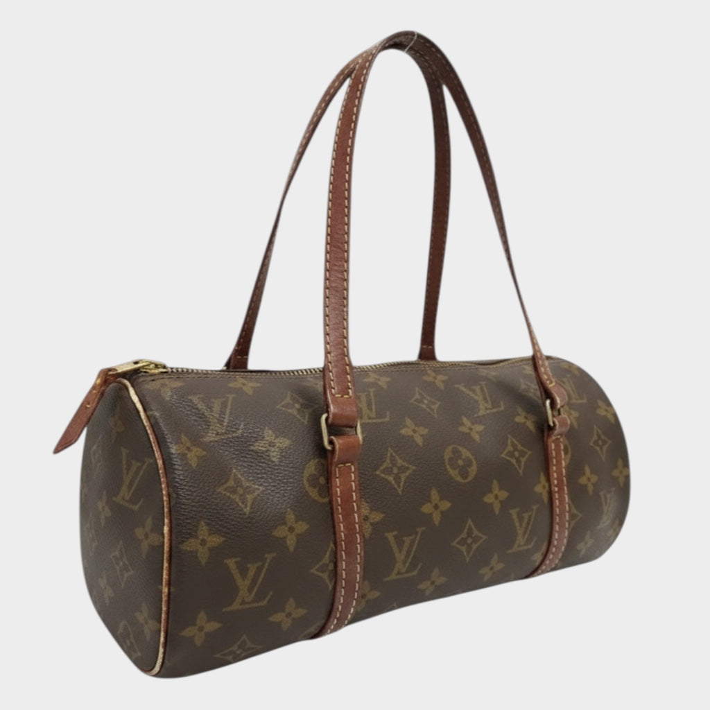 LOUIS VUITTON M51365 Monogram Papillon 30 Cylindrical Handbag Tote Women's Brown