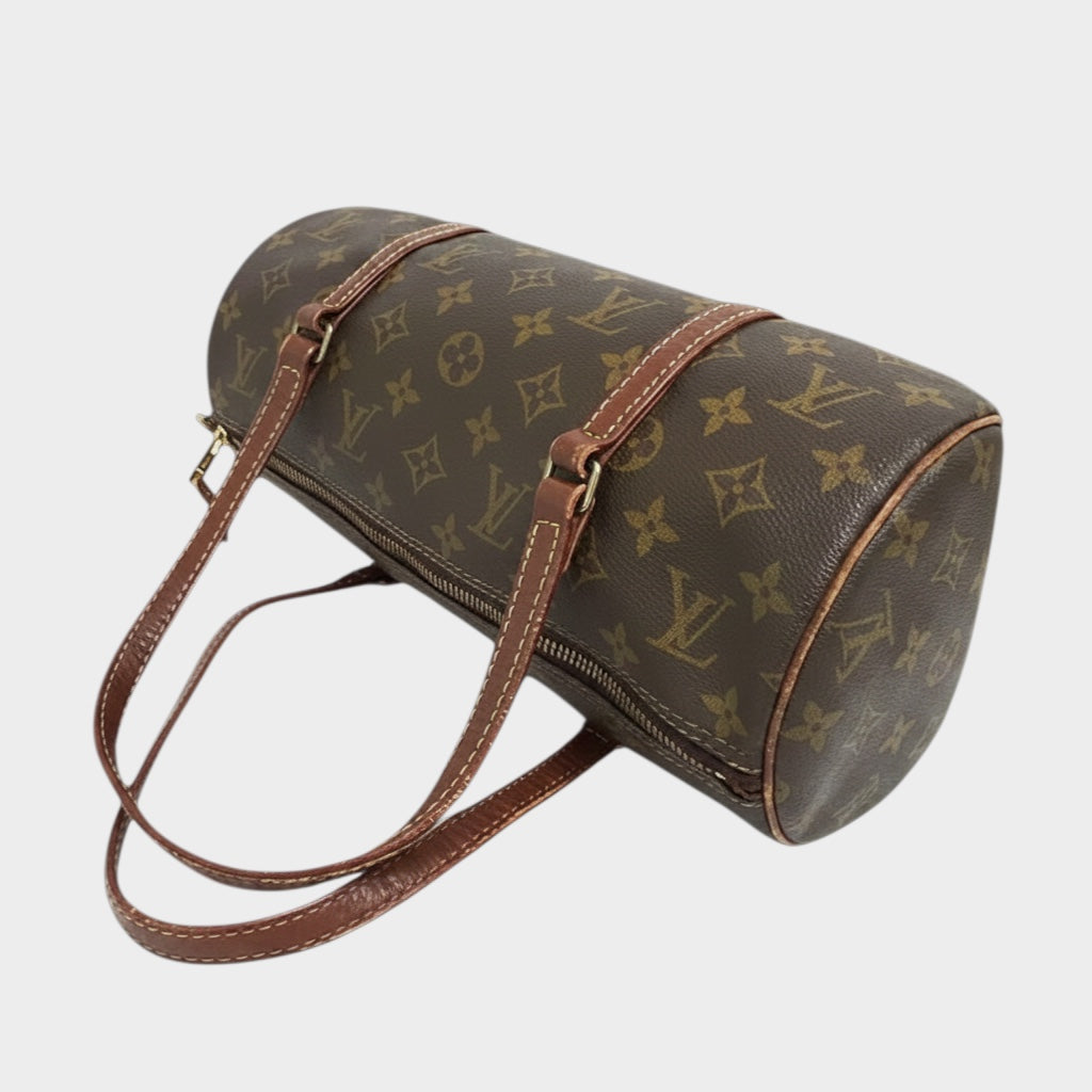 LOUIS VUITTON M51365 Monogram Papillon 30 Cylindrical Handbag Tote Women's Brown