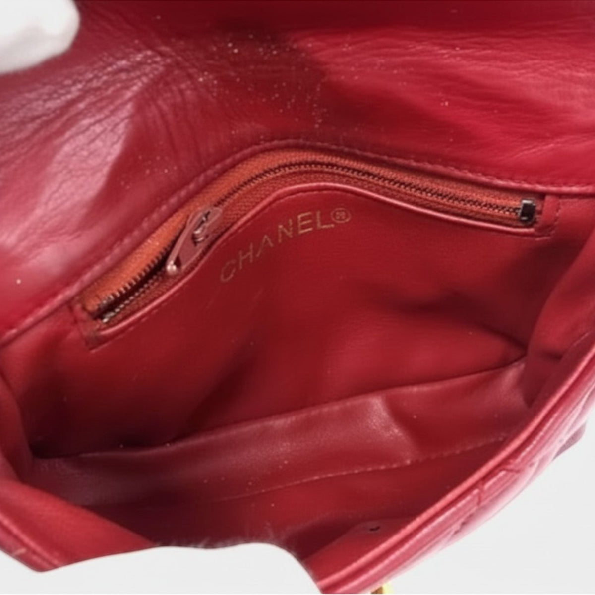 CHANEL Coco Mark Matelassé Lambskin Waist Bag/Body Bag for Women, Red, Tasche