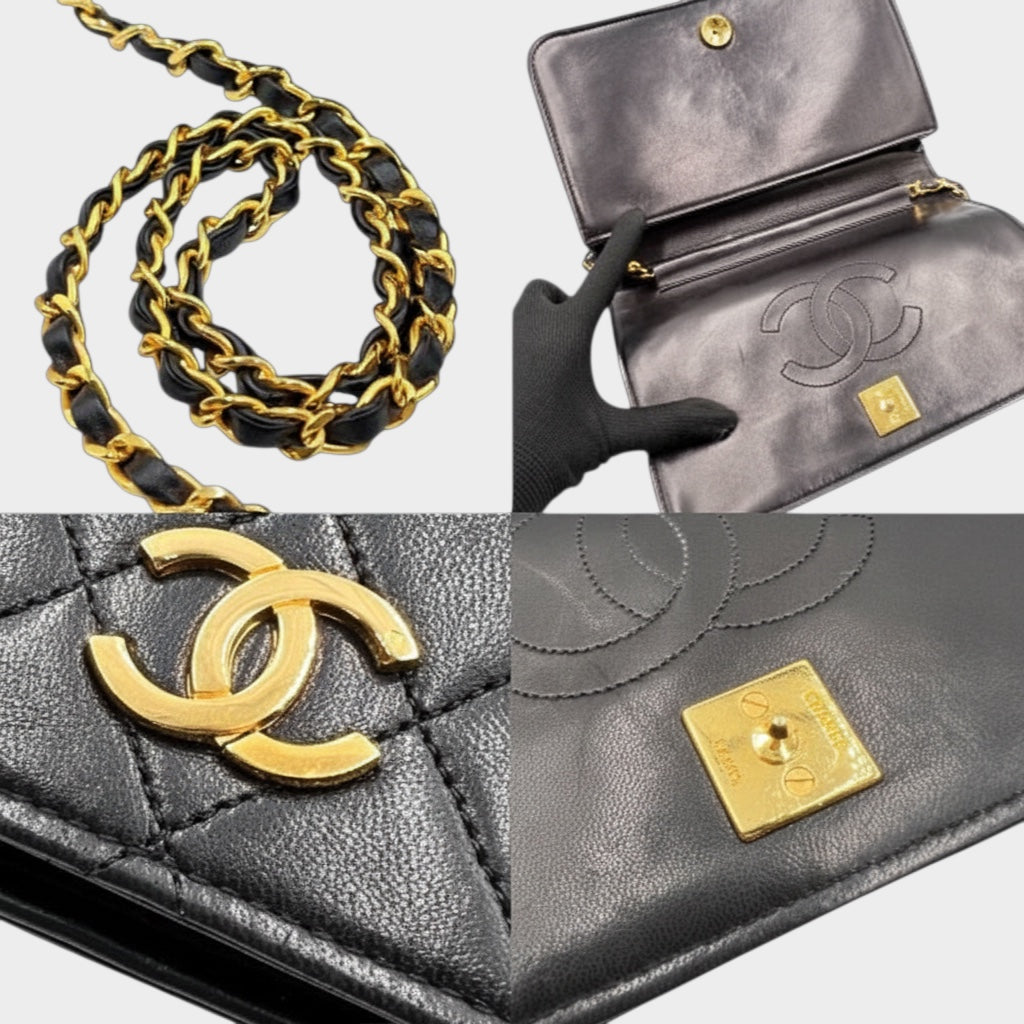 Excellent condition CHANEL Chanel Coco Mark Full Flap Push Lock Chain Shoulder Bag Matelassé Gold Hardware Vintage
