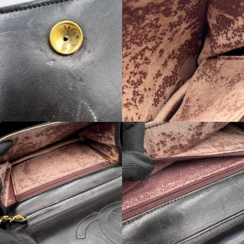 Excellent condition CHANEL Chanel Coco Mark Full Flap Push Lock Chain Shoulder Bag Matelassé Gold Hardware Vintage