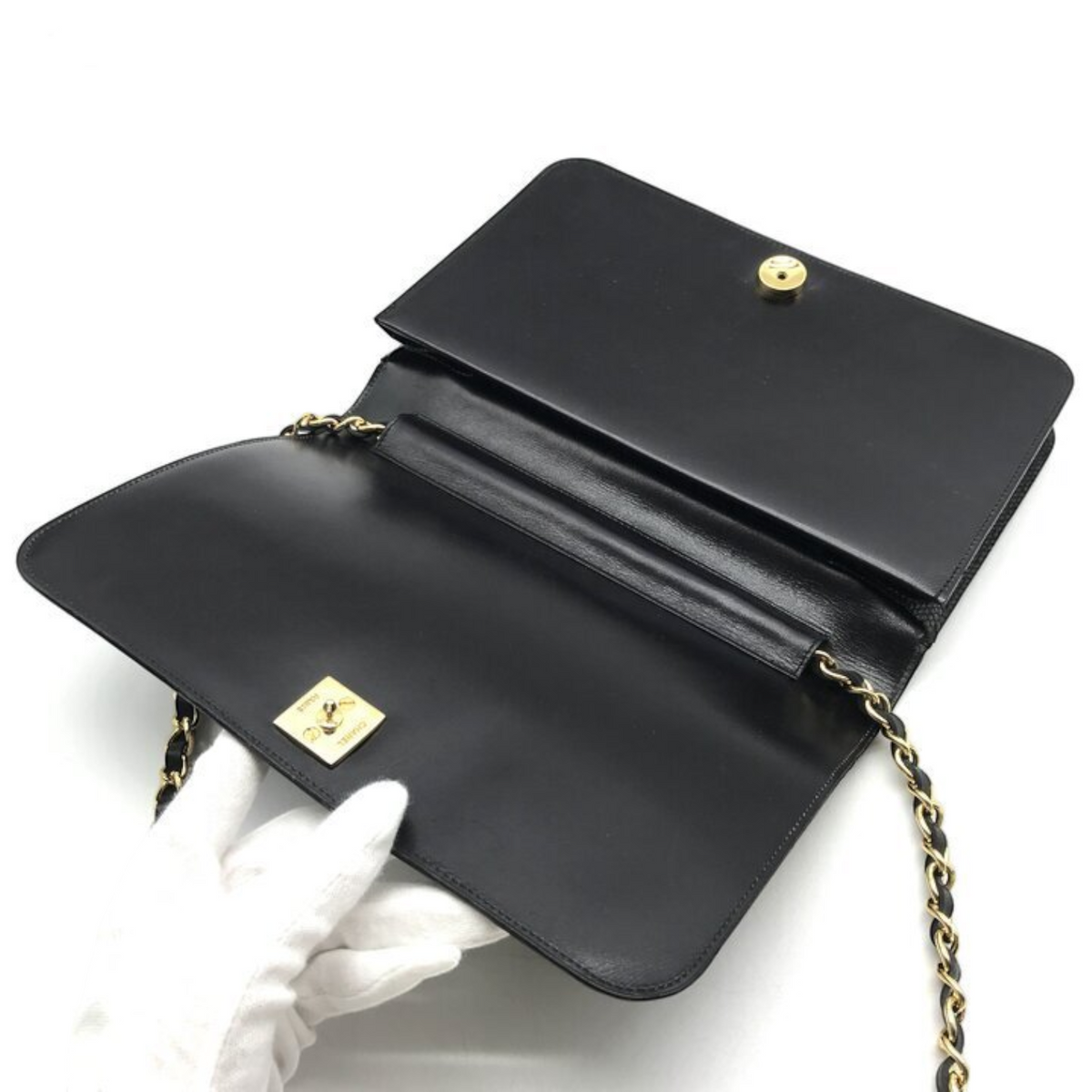 Excellent Condition CHANEL Chanel Coco Mark Lizard Leather Push-Tasche