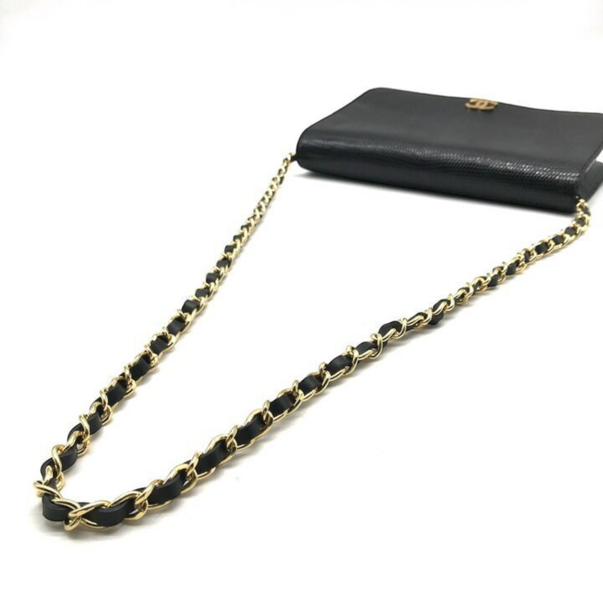 Excellent Condition CHANEL Chanel Coco Mark Lizard Leather Push-Tasche