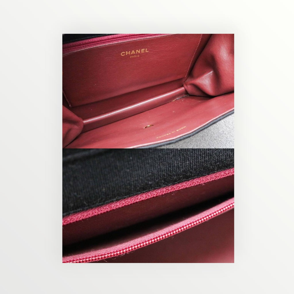 Chanel Matelassé Cotton Chain Shoulder Bag Push Lock Coco Mark
