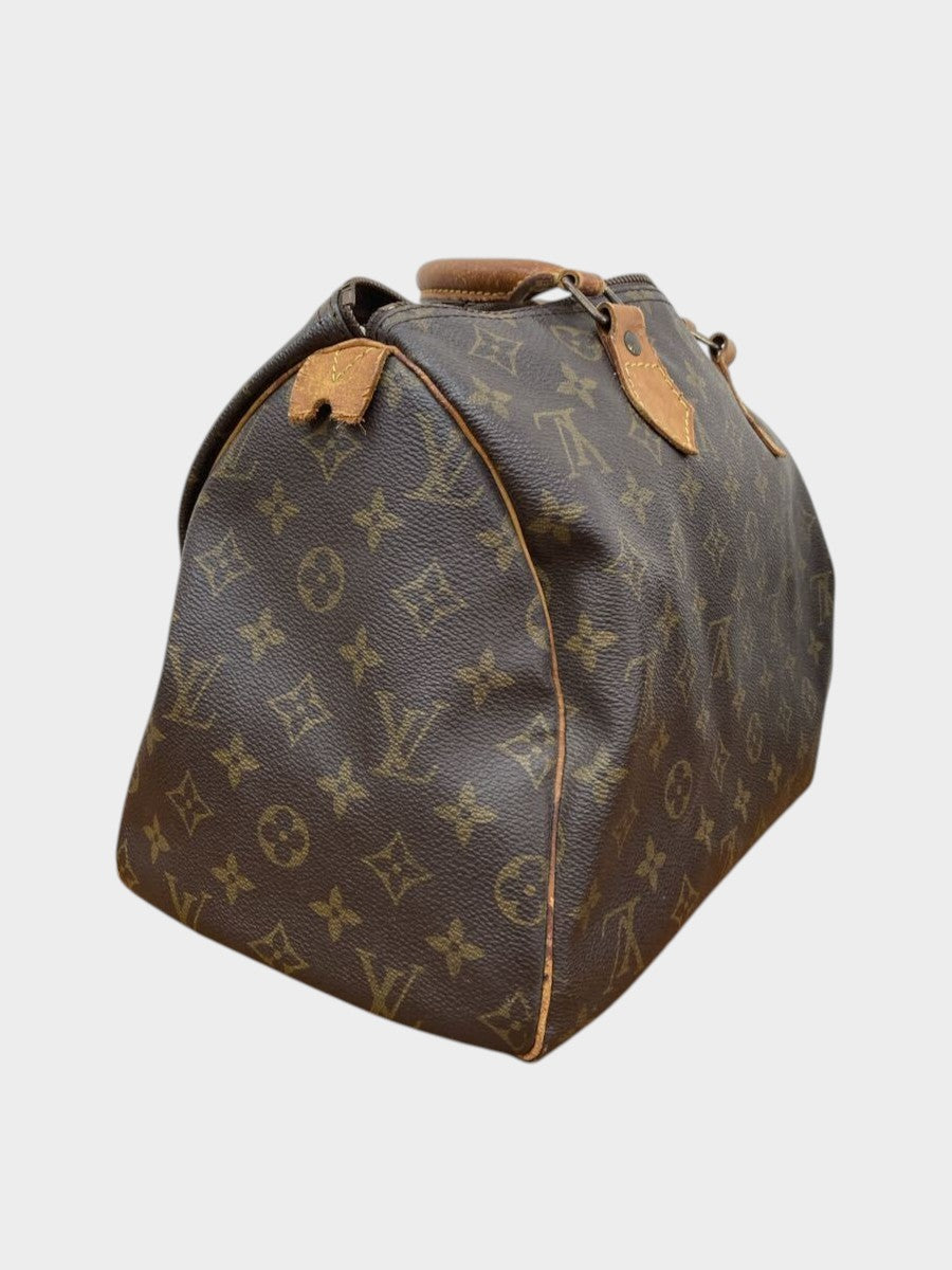 LOUIS VUITTON Monogram Handbag Speedy 30 SP0924 Padlock Brown Vintage