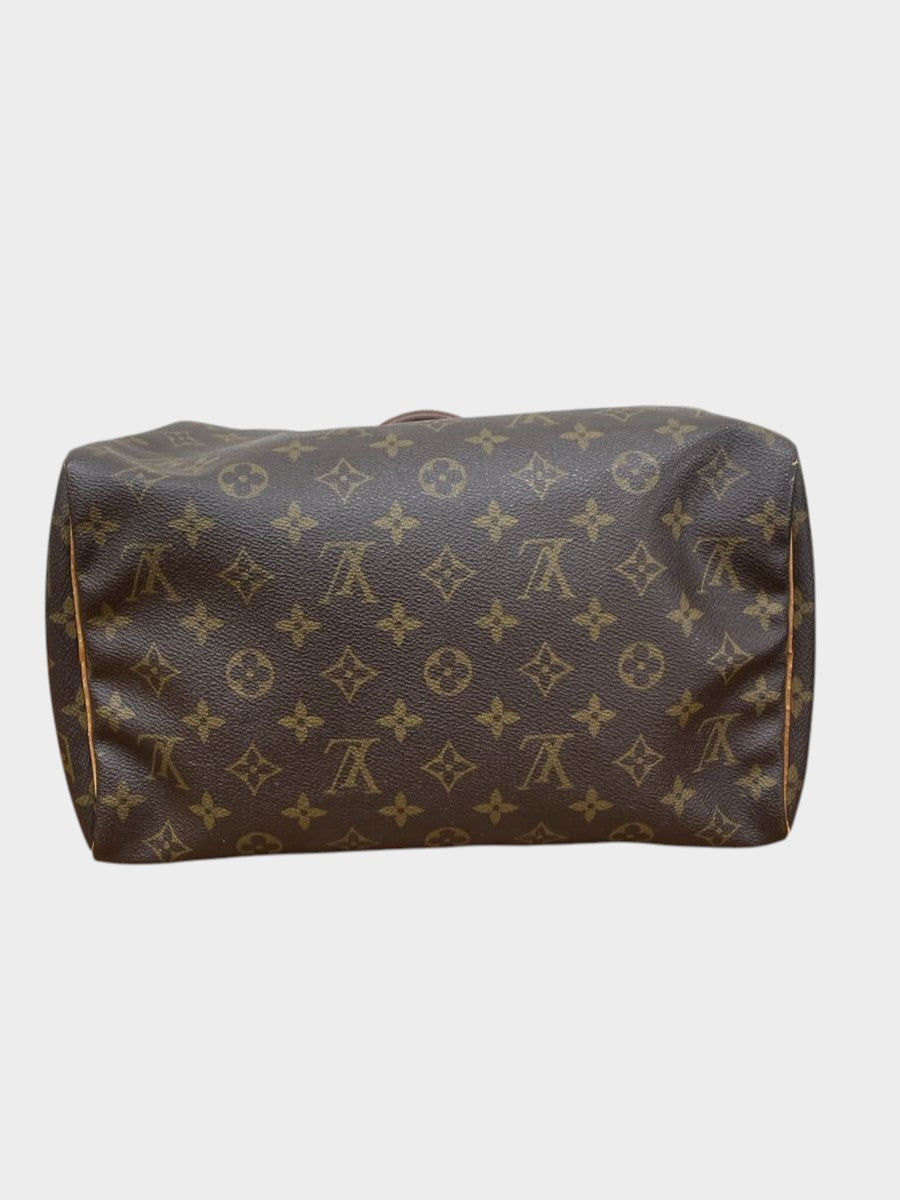 LOUIS VUITTON Monogram Handbag Speedy 30 SP0924 Padlock Brown Vintage