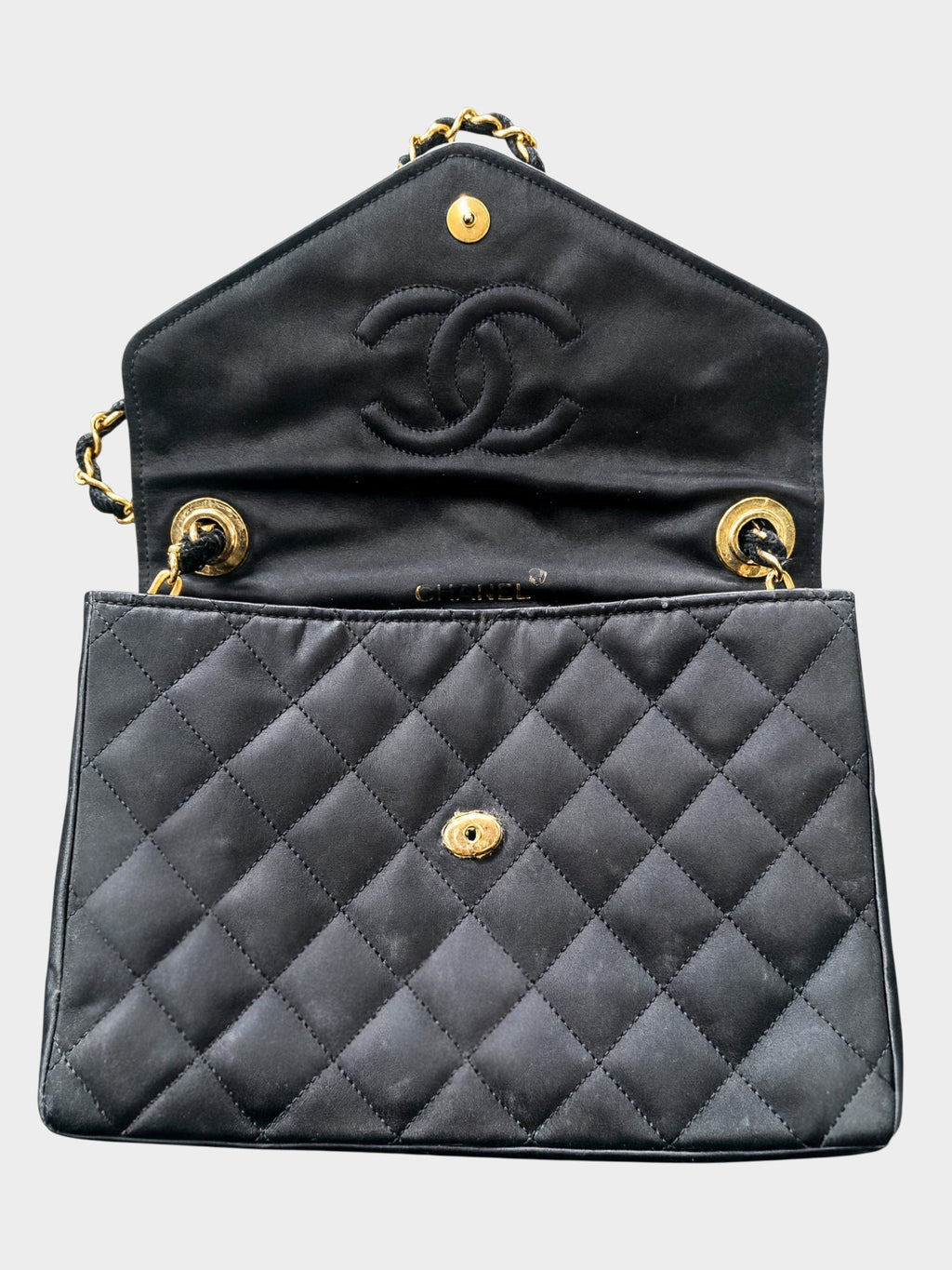 CHANEL Matelassé Silk Satin Rhinestone Coco Mark Shoulder Bag, Tasche
