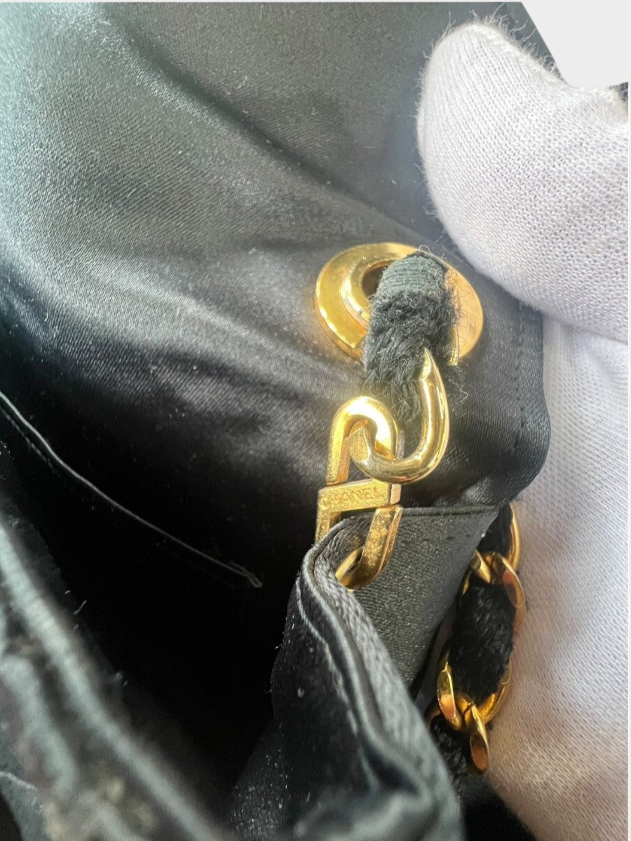 CHANEL Matelassé Silk Satin Rhinestone Coco Mark Shoulder Bag, Tasche