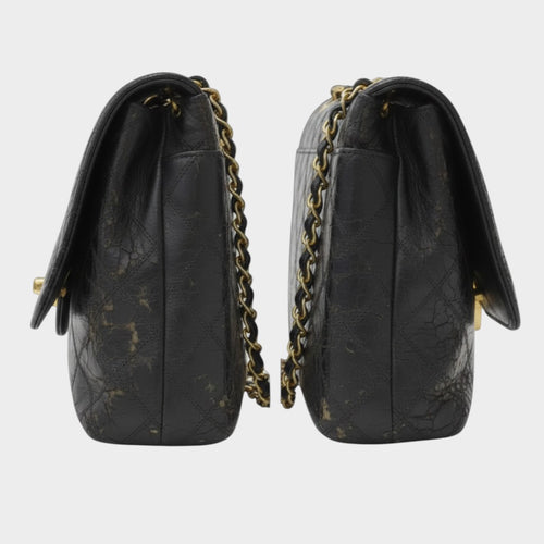 Chanel Chain Shoulder Bag, Large Coco Mark, Bicolore, Lambskin Leather, Black