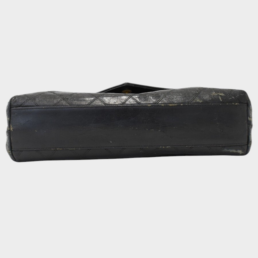 Chanel Chain Shoulder Bag, Large Coco Mark, Bicolore, Lambskin Leather, Black