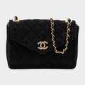 Chanel Matelassé Suede x Rhinestone Shoulder Bag, Black, Tasche