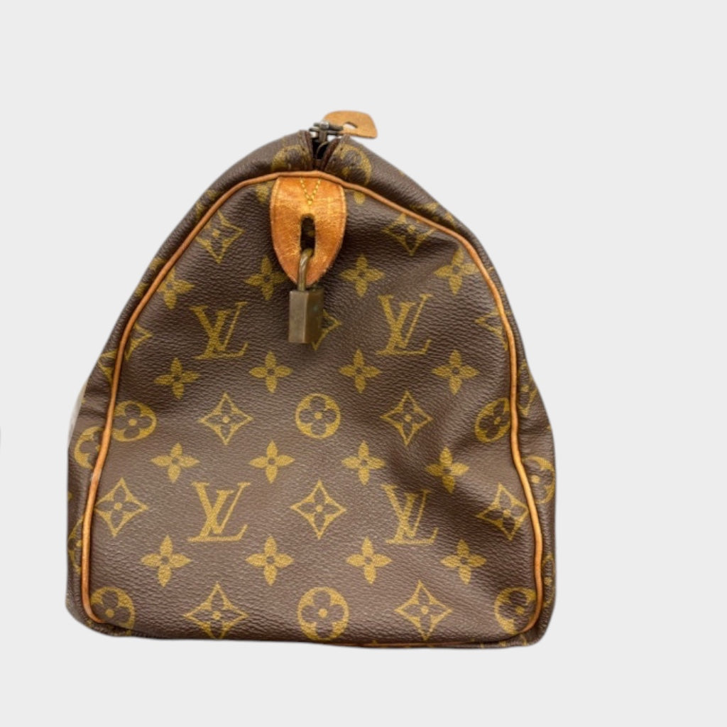 Interior leather lining replaced/slightly flawed】Louis Vuitton Monogram Speedy 30 M41526 Brown Handbag
